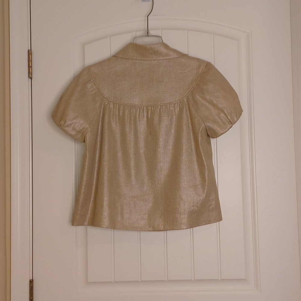 Lafayette 148 Linen Metallic Cap Sleeve Blazer Jacket Women's Sz 8 - Picture 2 of 8